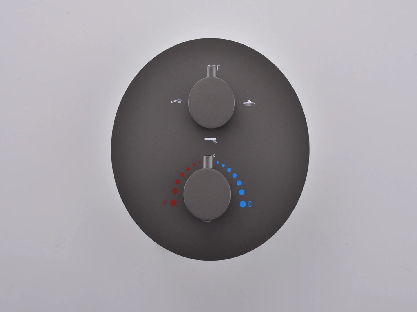 Thermostatische inbouw regendoucheset - Yuma Gunmetal grey