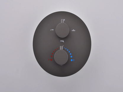 Thermostatische inbouw regendoucheset - Yuma Gunmetal grey