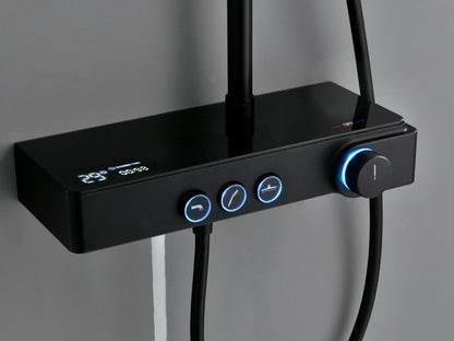 Thermostatisch opbouw regendoucheset - Digitaal display - Mona Mat zwart