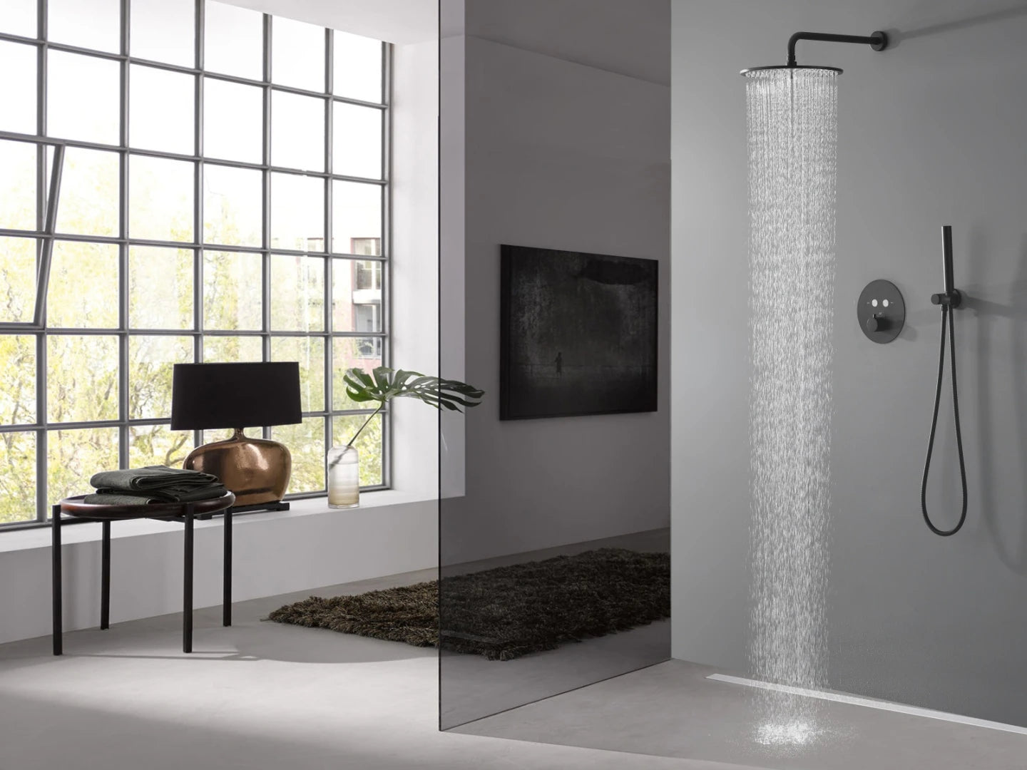 Thermostatische inbouw regendoucheset - Bombay Mat zwart