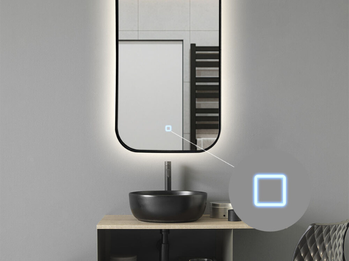 LED Badkamerspiegel Denver - Spiegelverwarming - Mat zwart 50x100cm