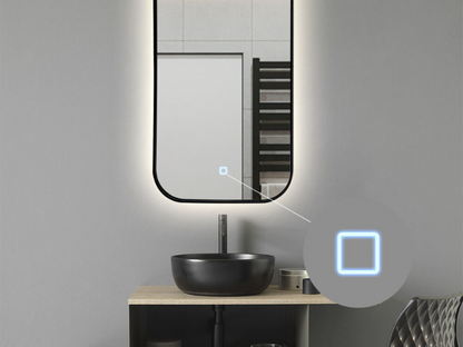 LED Badkamerspiegel Denver - Spiegelverwarming - Mat zwart 50x100cm