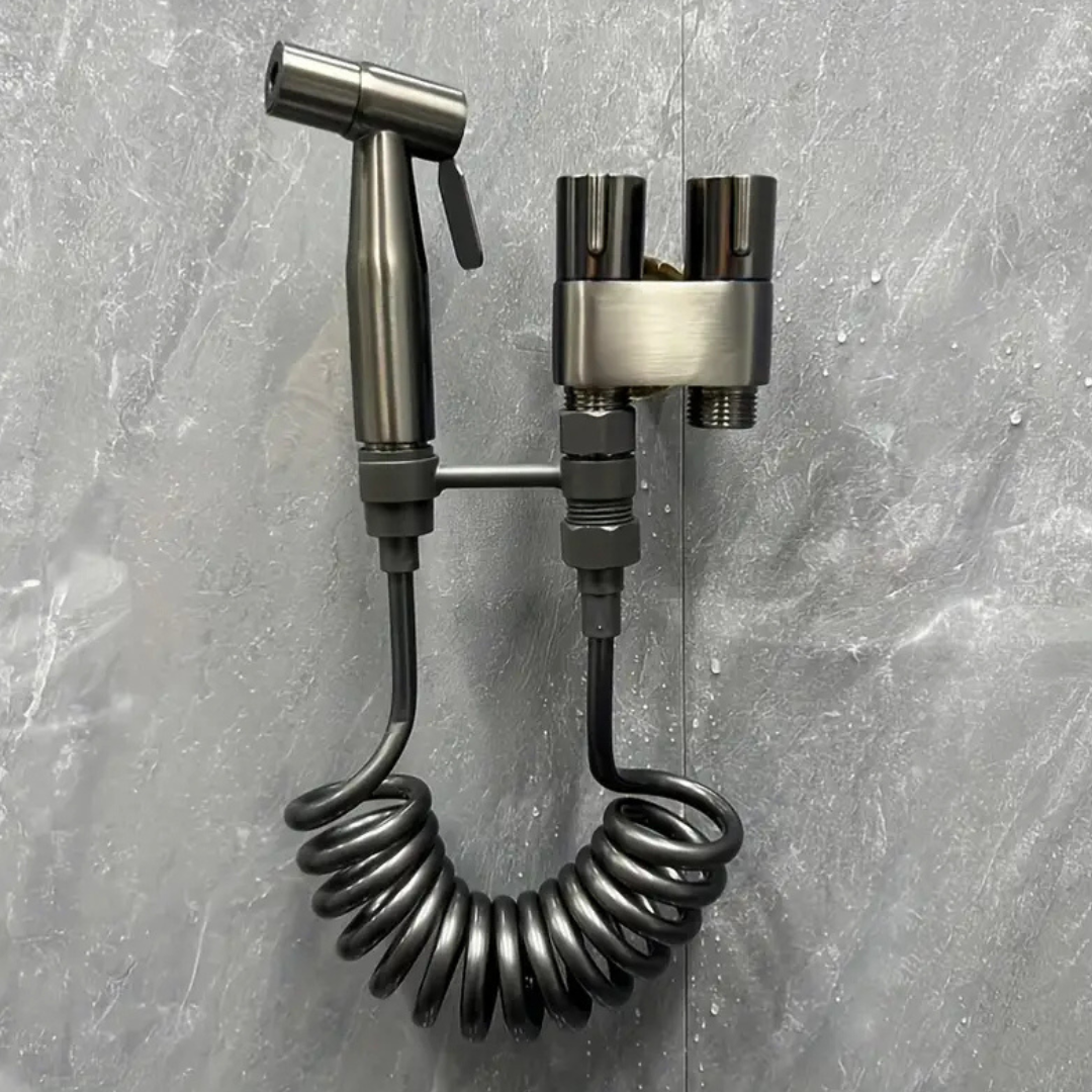 HomeEase® Bidet Sproeier Set met 2m Verlengslang, Dubbele Bediening & Universele Schroefdraad