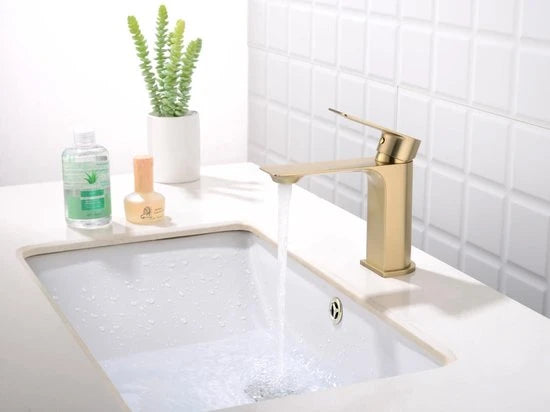 Wastafelkraan - Ayco Geborsteld goud - 18cm