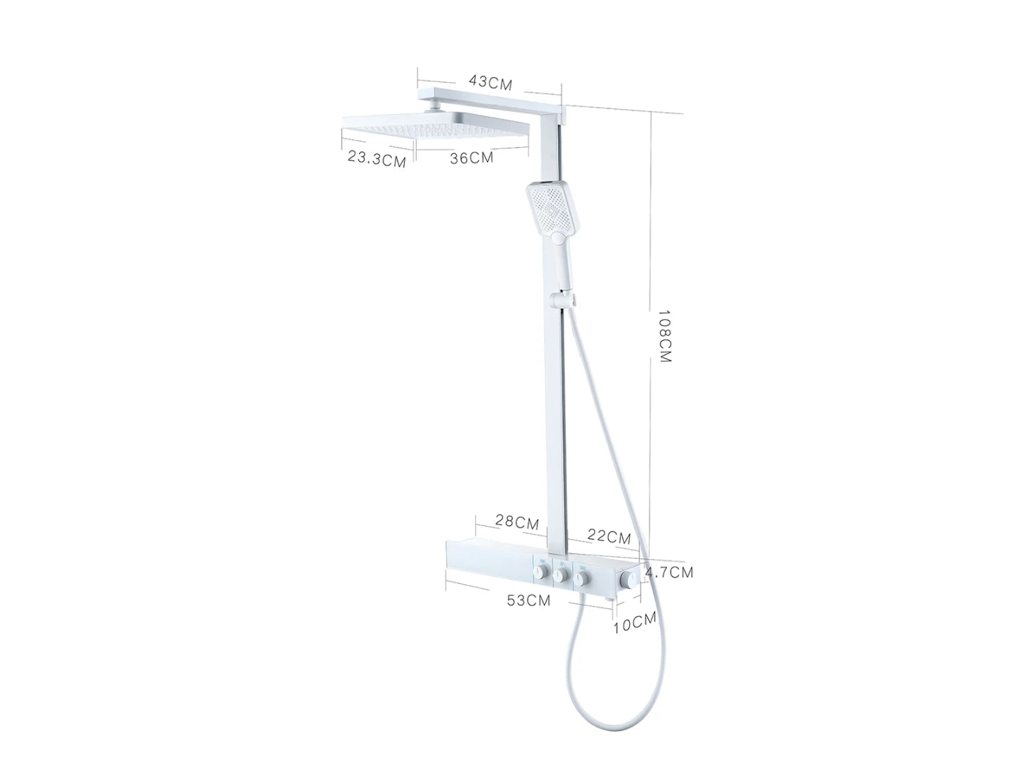 Thermostatisch opbouw regendoucheset - Cyber Mat wit