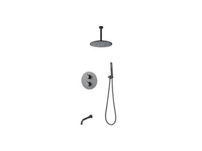 Thermostatische inbouw regendoucheset - Yuma Gunmetal grey