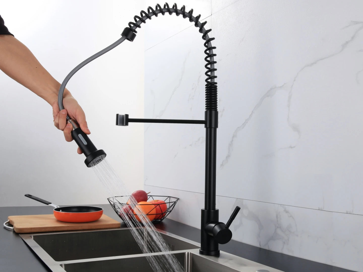 Keukenkraan - Uitneembare uitloop - Inula Mat zwart - 63cm