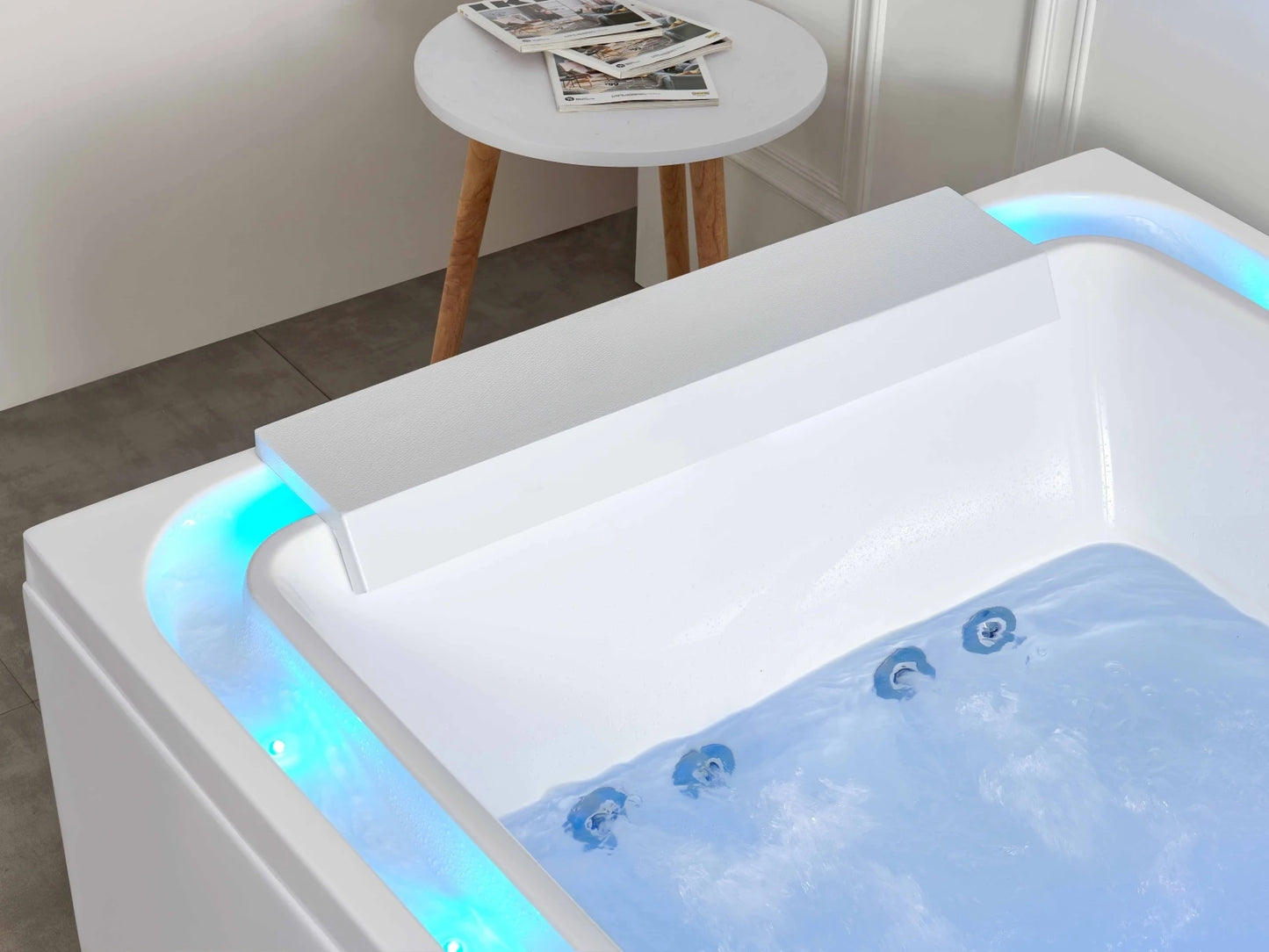 2 persoons opbouw massagebad - Waterval - Veleta Glans wit - 185x120x65cm