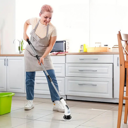 HomeEase® Elektrische Spin Scrubber Set - LED Display - Vervangbare Borstelkoppen, LED Display - Afneembare Lange Handgreep