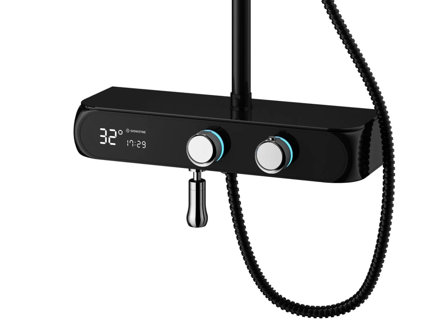 Thermostatisch opbouw regendoucheset - Digitaal display - Yuri Mat zwart