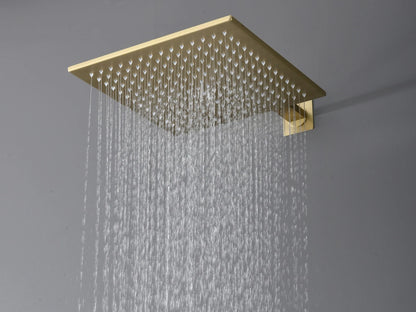 Thermostatische inbouw regendoucheset - Pointer Geborsteld goud