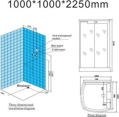 Stoomcabine - Colima Wit, Geborsteld RVS - 100x100x225cm
