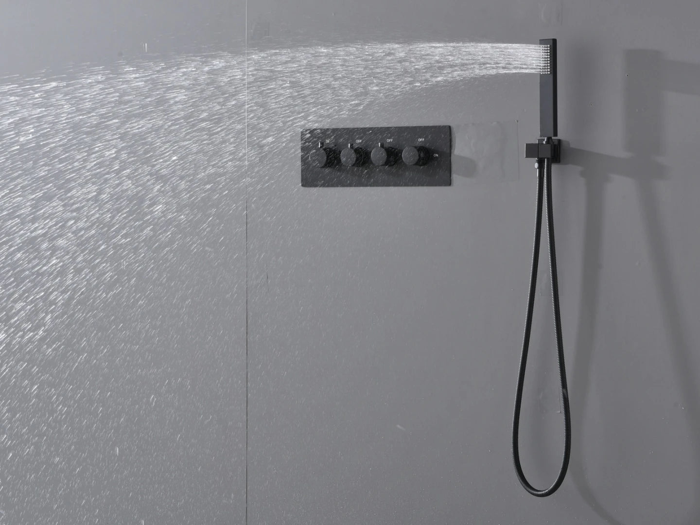 Thermostatisch inbouw regendoucheset - Okapi Mat zwart
