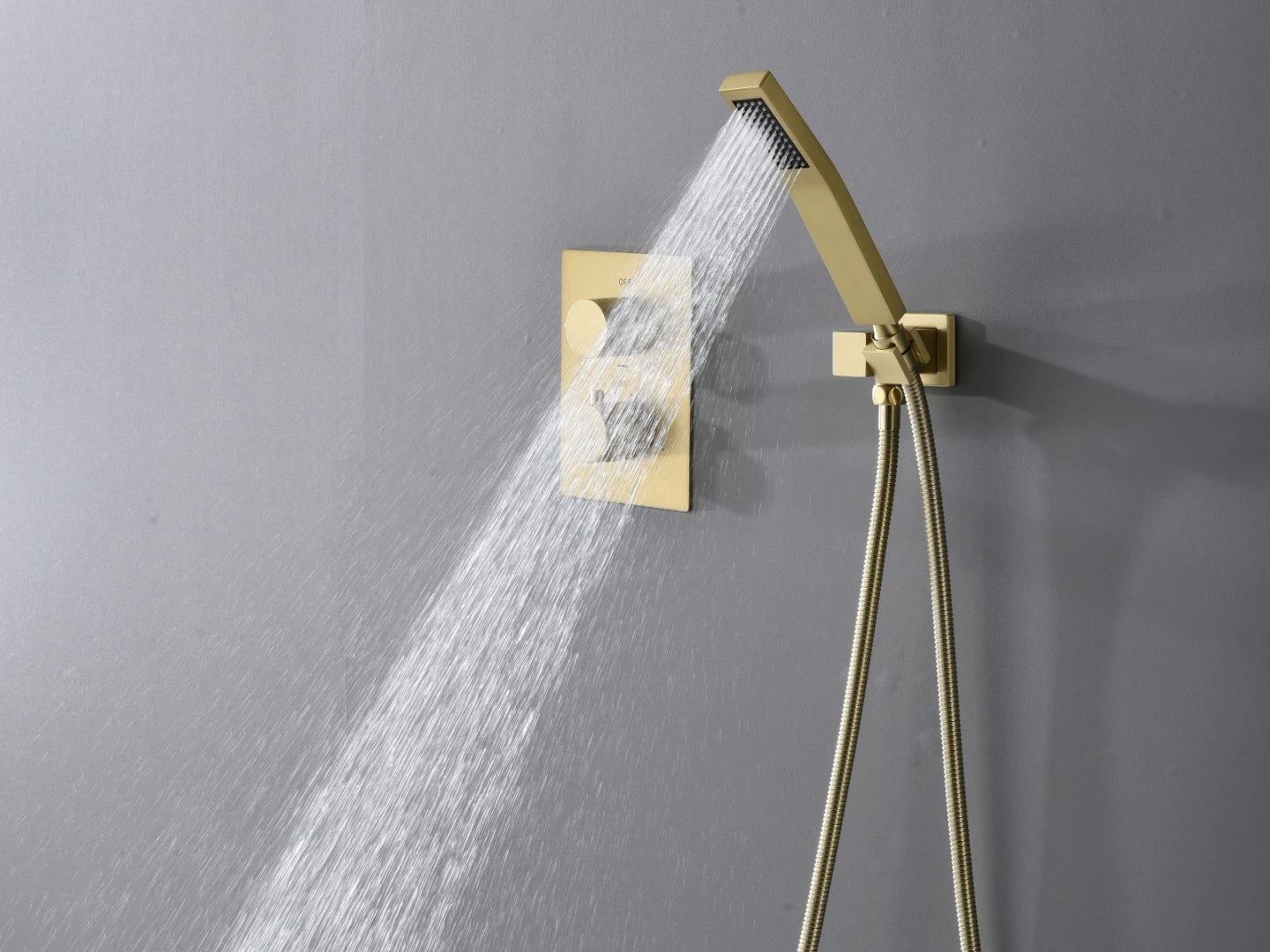 Thermostatische inbouw regendoucheset - Pointer Geborsteld goud