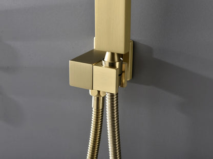 Thermostatische inbouw regendoucheset - Pointer Geborsteld goud