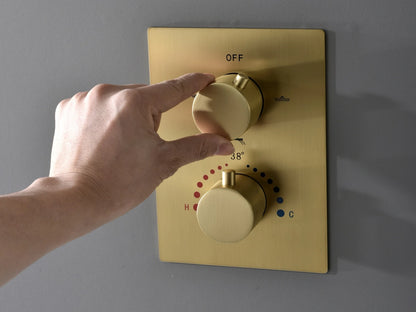 Thermostatische inbouw regendoucheset - Pointer Geborsteld goud
