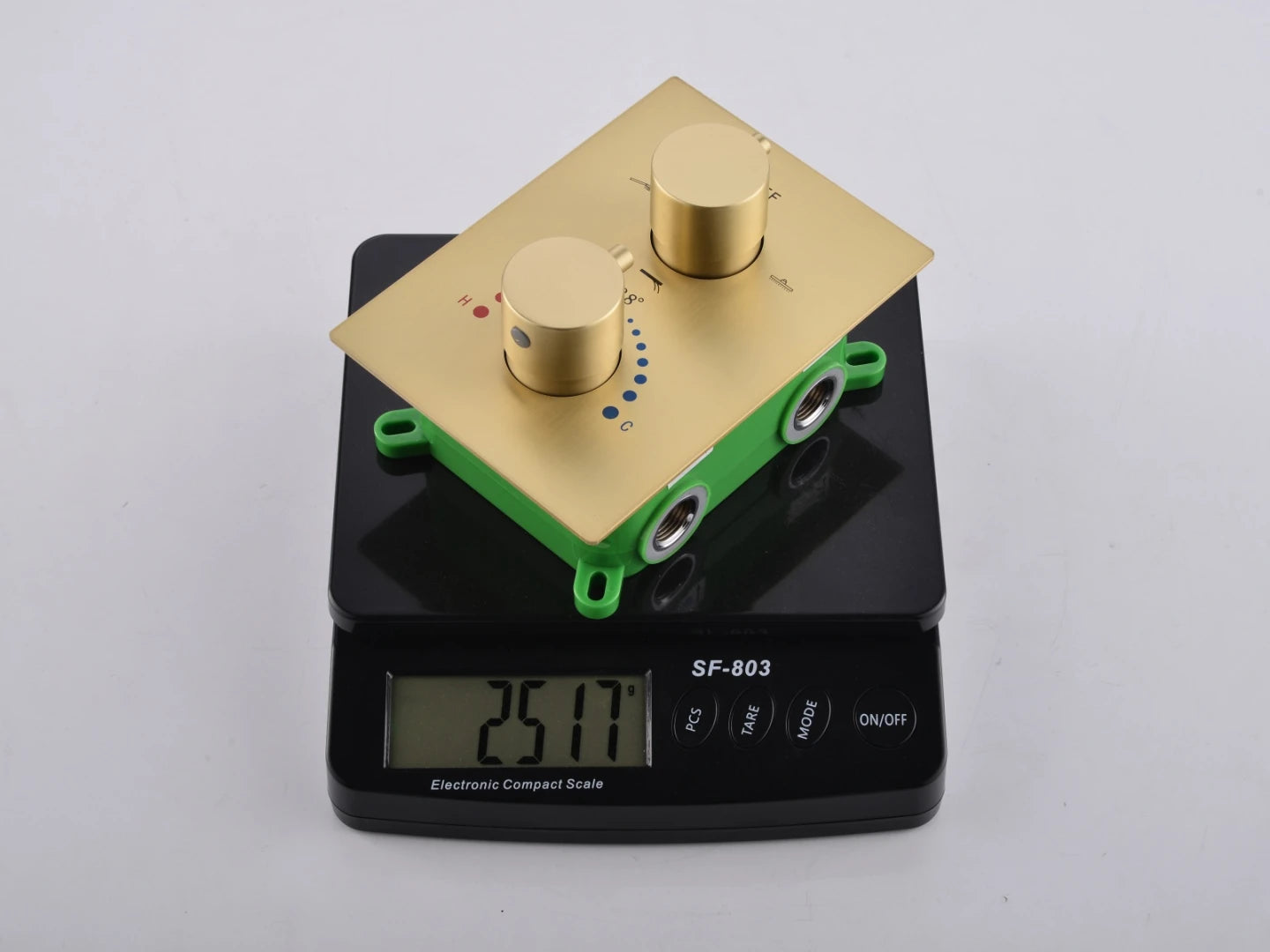 Thermostatische inbouw regendoucheset - Pointer Geborsteld goud