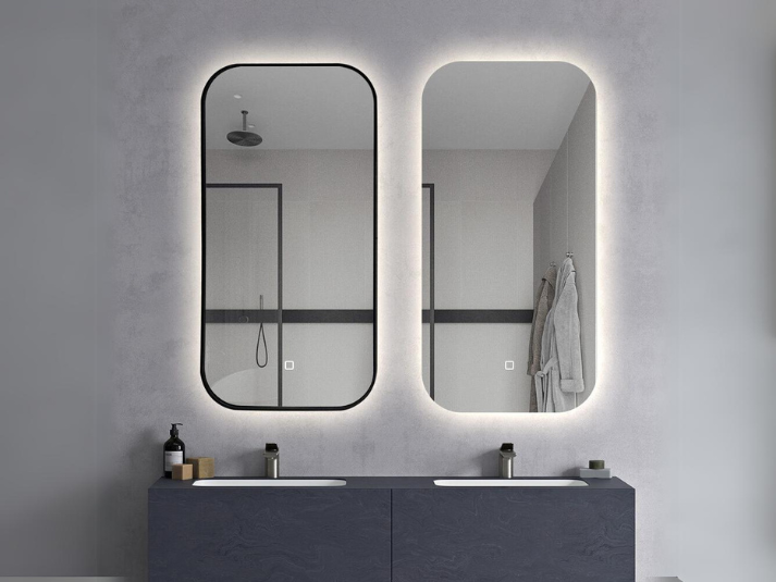 LED Badkamerspiegel Denver - Spiegelverwarming - Mat zwart 50x100cm