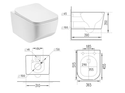 Hangend rimless toilet - Vermont Glans wit - 52x36x36cm
