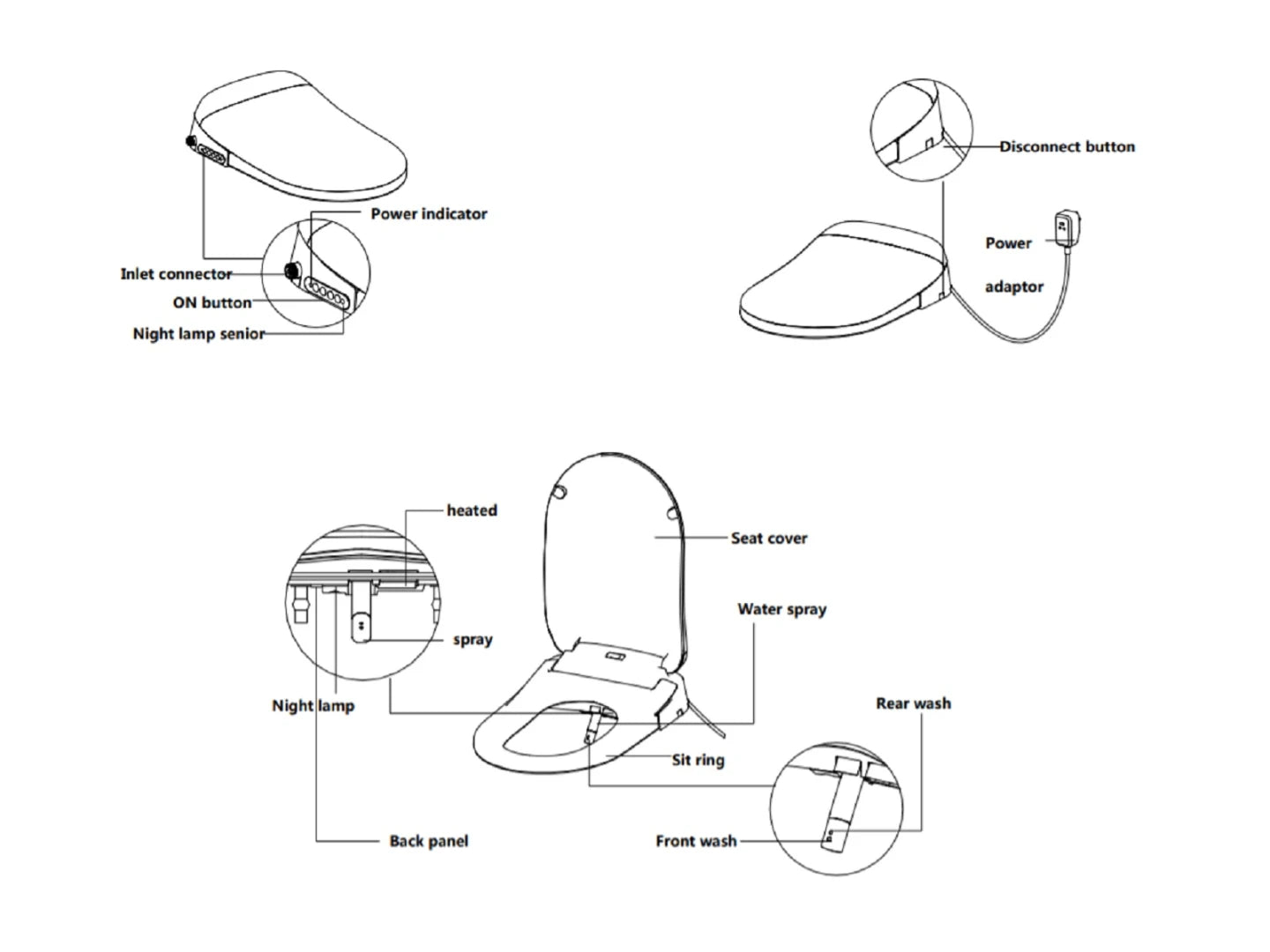 Hangend rimless toilet - Bidet - Nevada Glans wit - 54x36x36cm