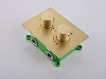 Thermostatische inbouw regendoucheset - Pointer Geborsteld goud