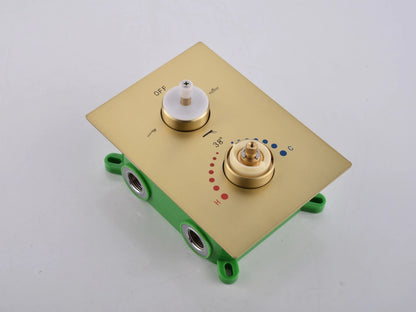 Thermostatische inbouw regendoucheset - Pointer Geborsteld goud