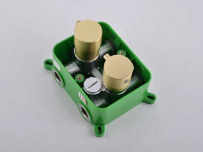 Thermostatische inbouw regendoucheset - Pointer Geborsteld goud