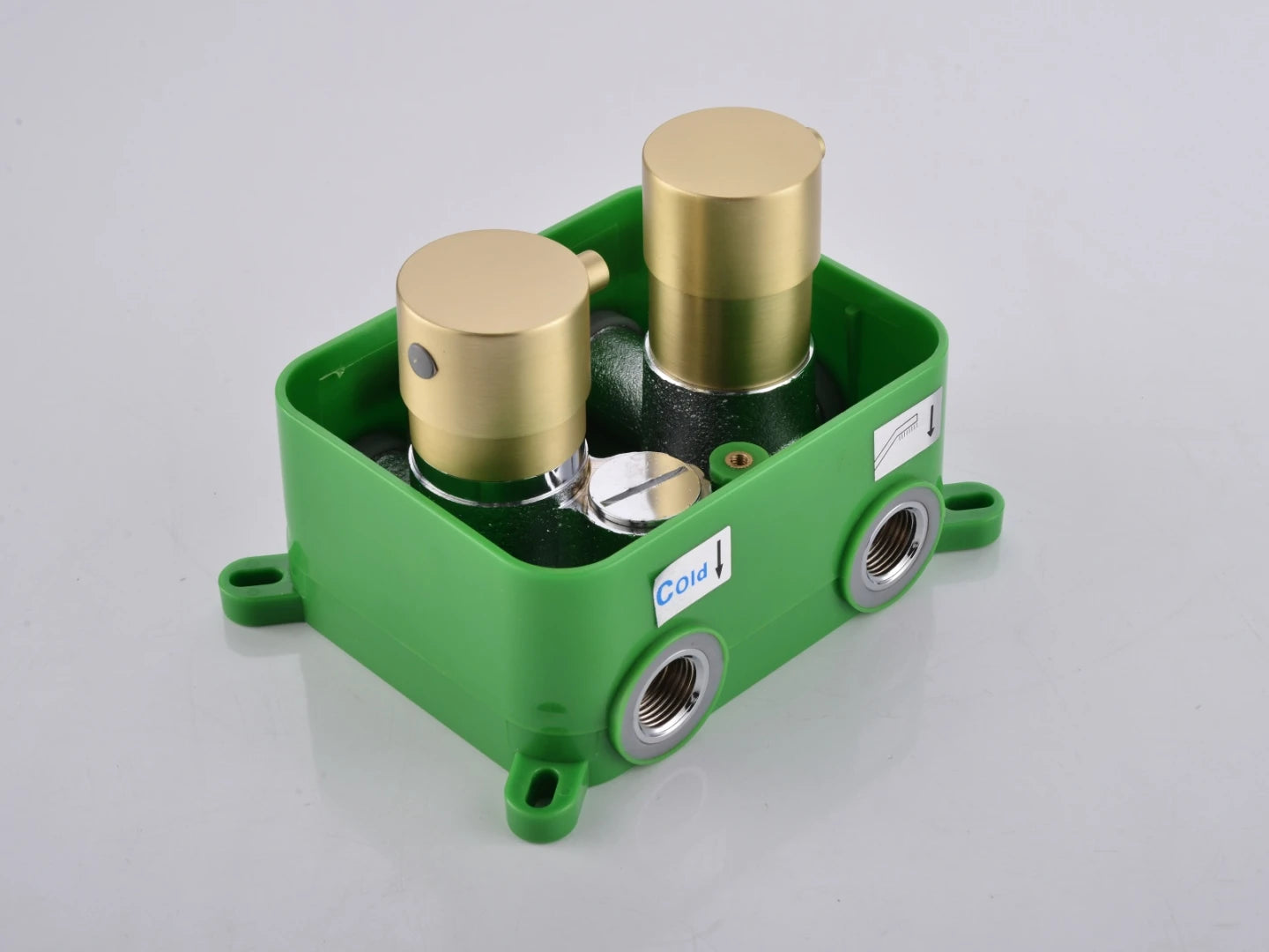 Thermostatische inbouw regendoucheset - Pointer Geborsteld goud