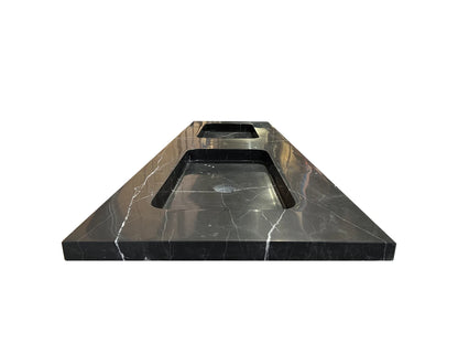 Wasbak Jericho Zwart Wit Marmer Zonder Kraangaten Zwart, Wit - 49x160cm