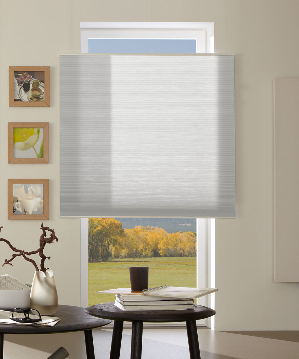 Duette® shades muisgrijs lichtdoorlatend - vrijhangend model - HetBinnenAanzicht