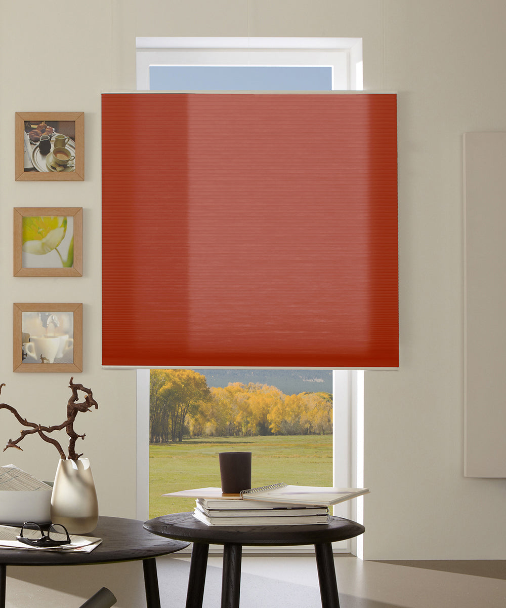 Duette® shades steenrood lichtdoorlatend - vrijhangend model - HetBinnenAanzicht